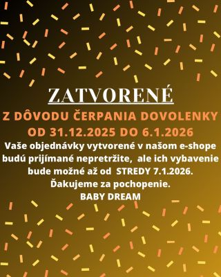 📣Milí naši zákazníci, veríme že si užívate ešte vianočné sviatky a Silvester oslávite v dobrej nálade spolu s vašimi...
